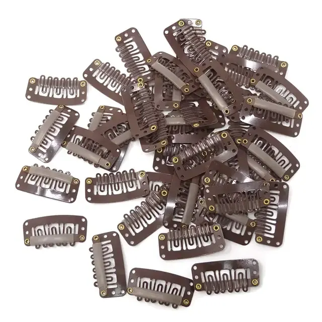 Haarverlängerungs-Schnappclips in Schwarz-Braun 4
