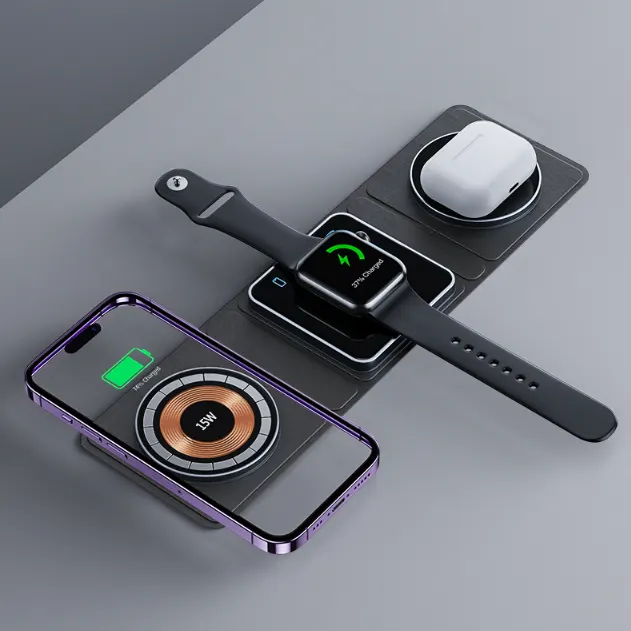 Faltbares magnetisches 3-in-1-Wireless-Ladegerät 1