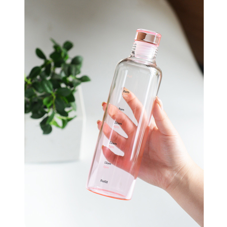 Borosilikat-Glasflasche mit Farbverlauf und Zeitmarkierung 2