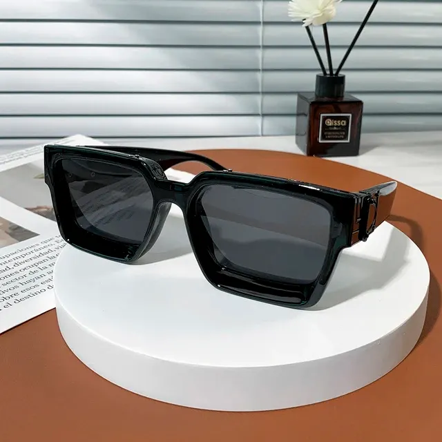 Schwarze Retro-Sonnenbrille, quadratisch, Unisex 4