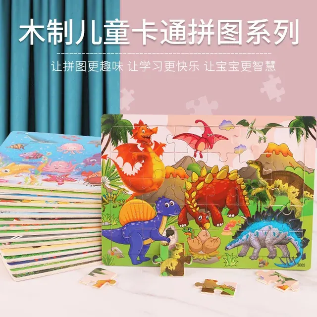 Holzpuzzle 30 Teile mit Tier- und Dinosaurier-Motiven 4