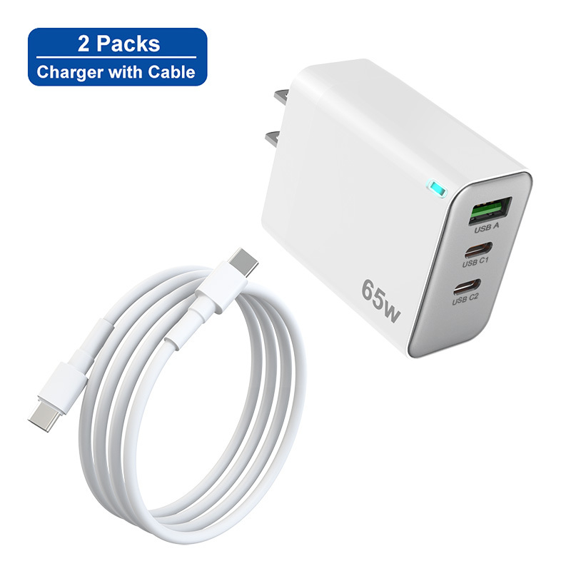 Dreifach-Ladeset 65W GaN mit Kabel