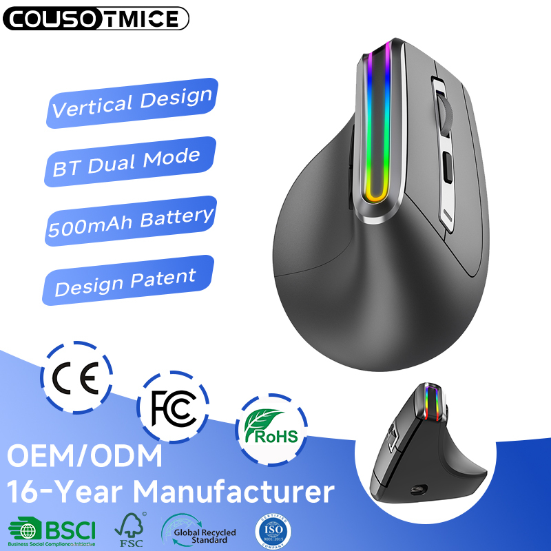 Ergonomische RGB-Vertikalmaus für große Hände