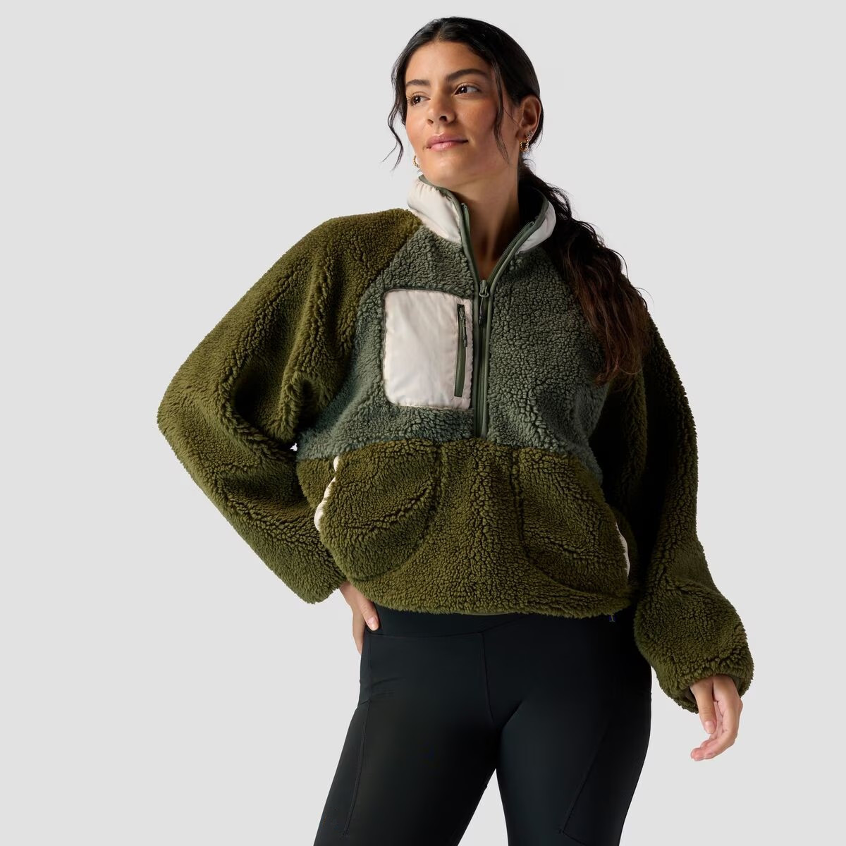Halbreißverschluss Sherpa-Fleecepullover Unisex
