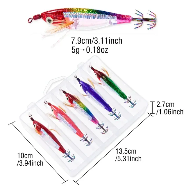 Sinkende Holz-Garnelen-Tintenfisch-Jigs, 5 Stück 4