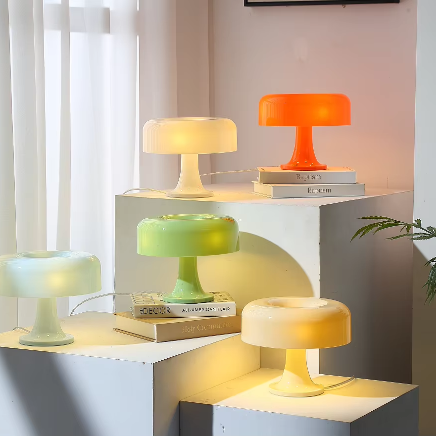 Orangefarbene Pilzlampe, dimmbar, 3 Modi