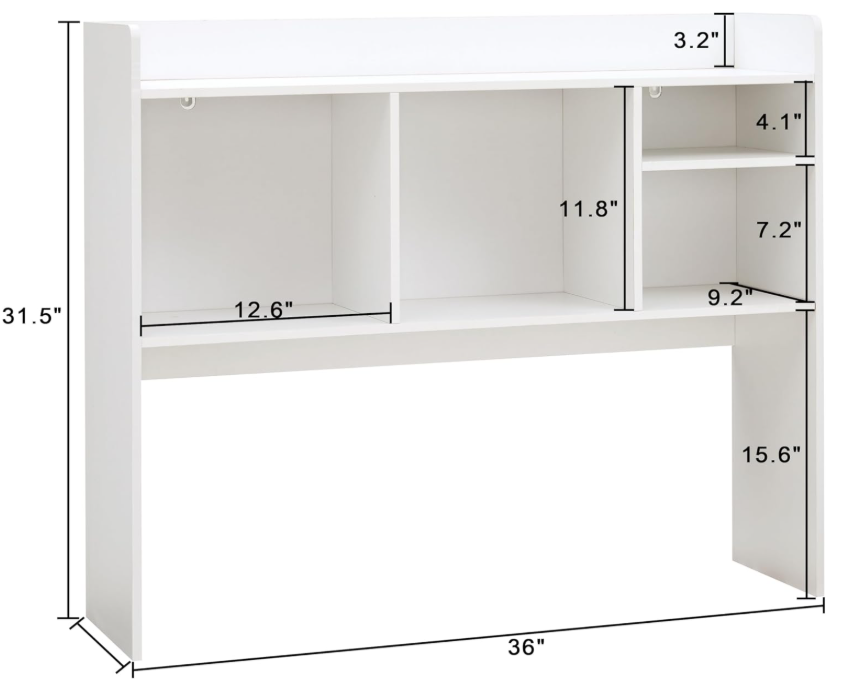 Holz-Schreibtisch-Aufsatzregal mit 6 Fächern 2