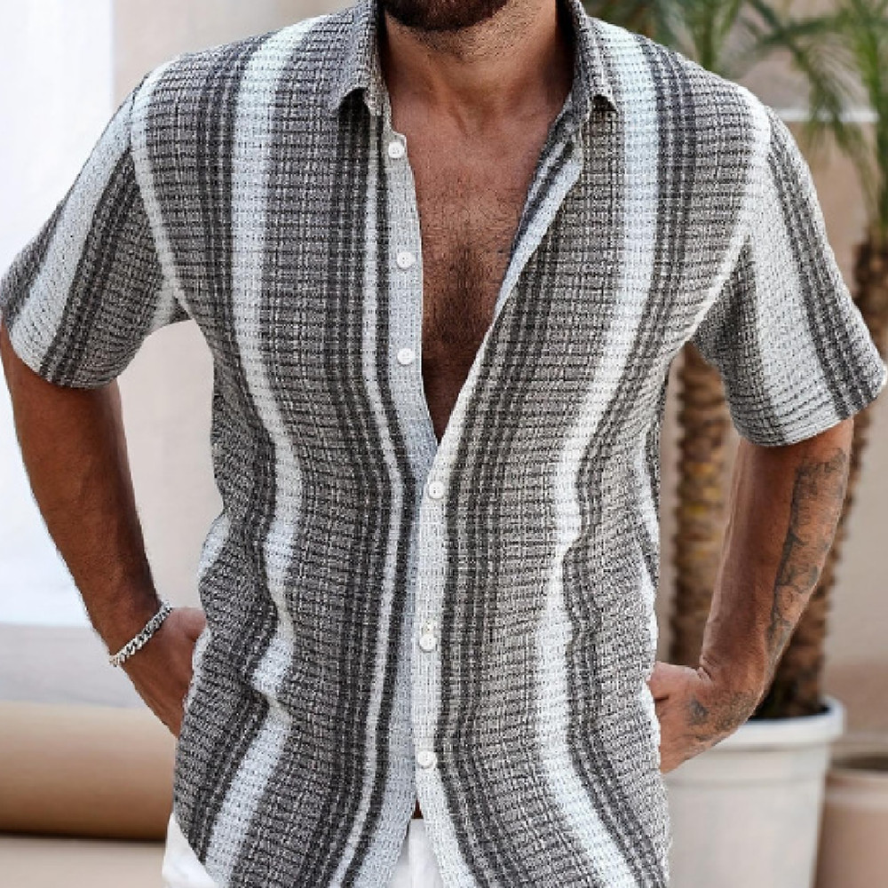 Herren-Kurzarmhemd mit Strandmotiv 2