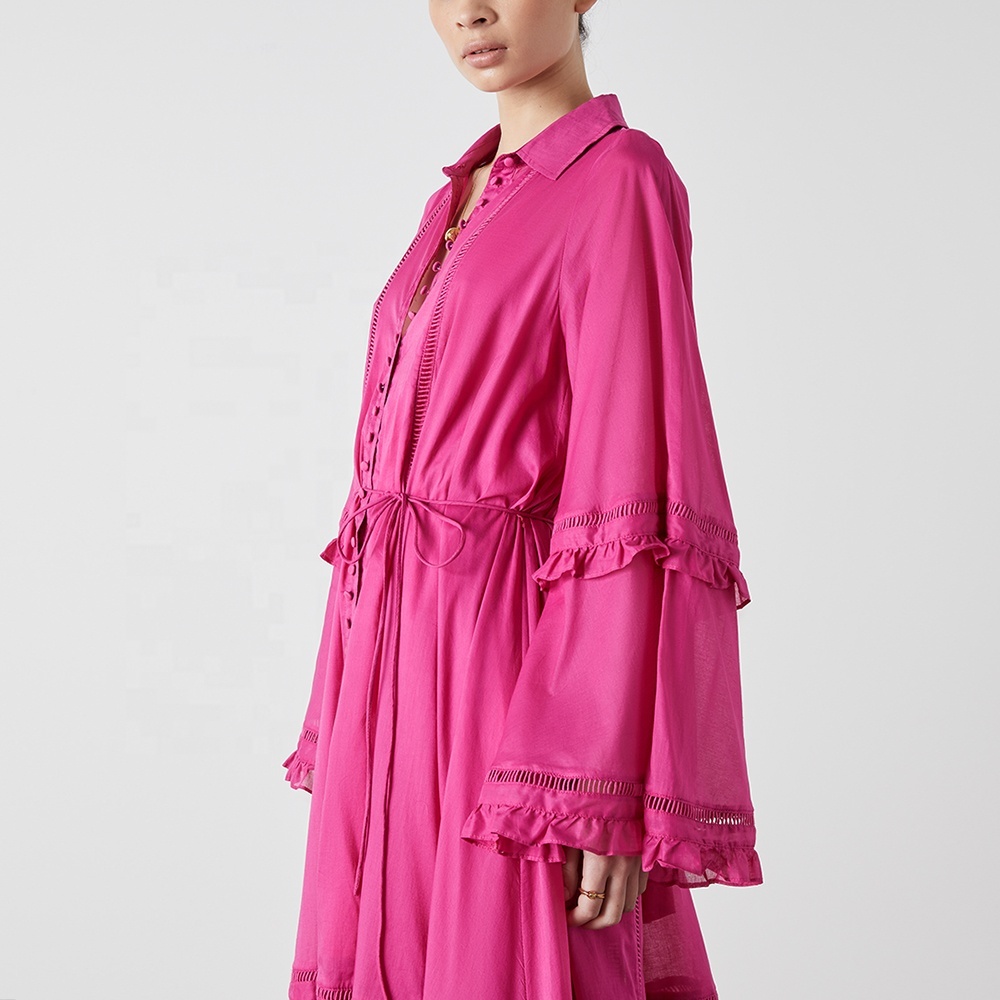 Lockeres Leinen-Maxikleid mit langen Ärmeln 4