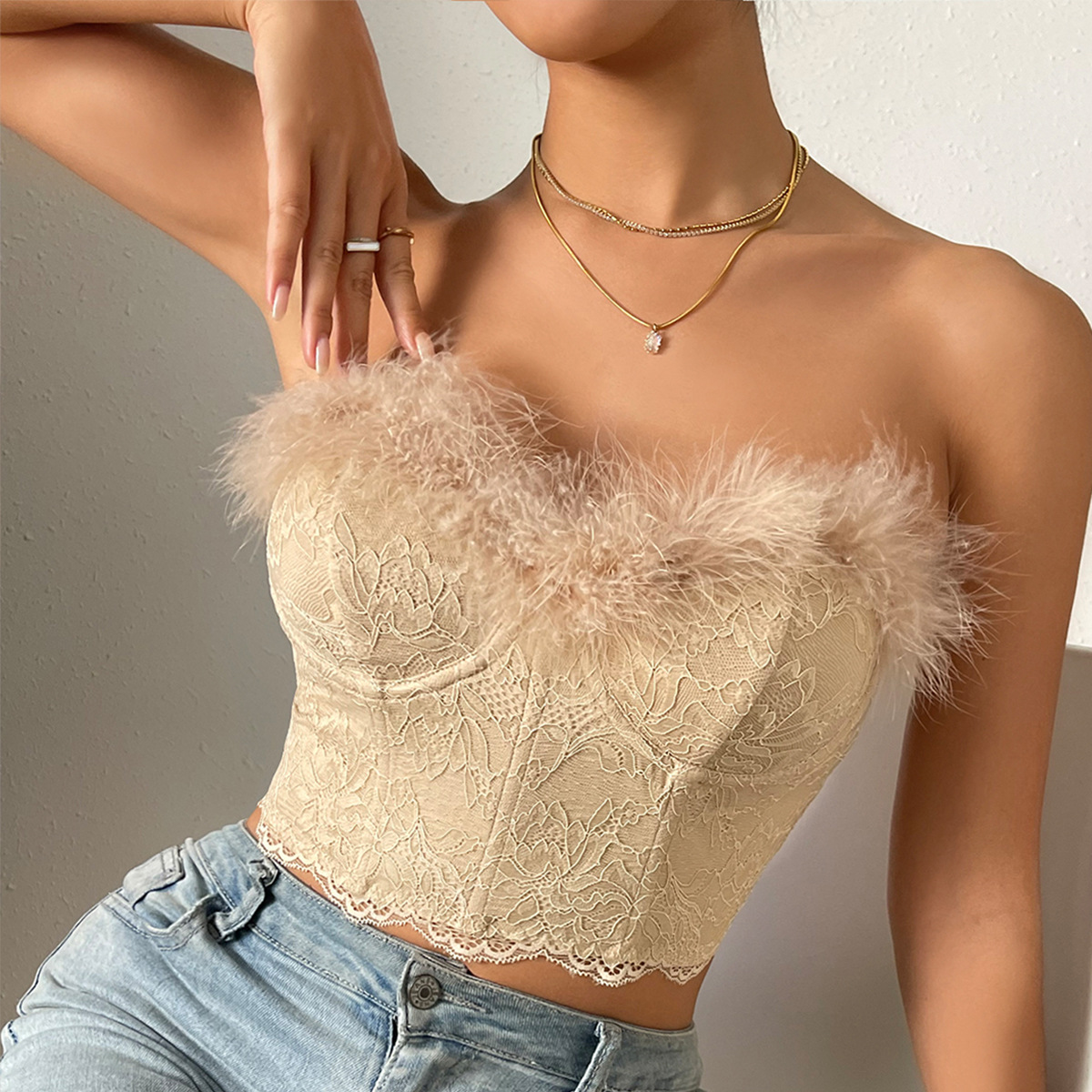 Spitzen-Bandeau-Top
