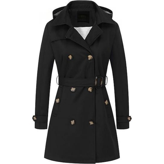 Eleganter Wasserdichter Trenchcoat mit Kapuze 4