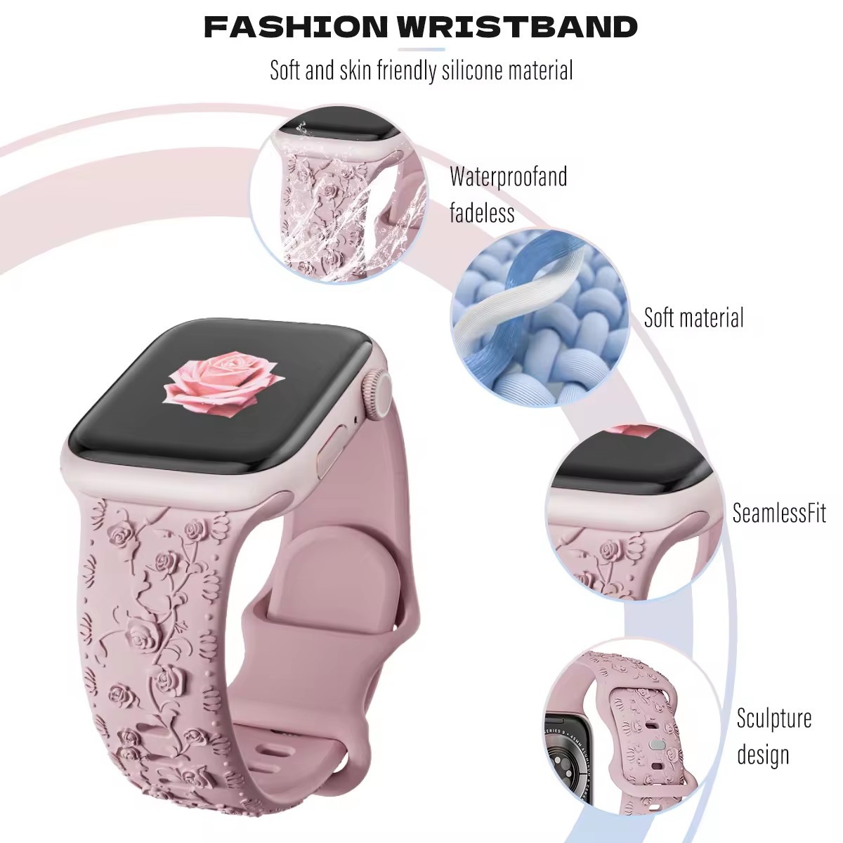 Silikon-Armband für Apple Watch mit Blumenmuster 4