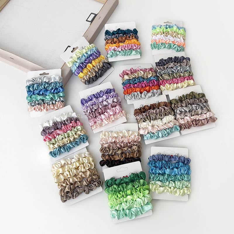 Minimalistisches Satin-Scrunchie-Set, 6 Stück