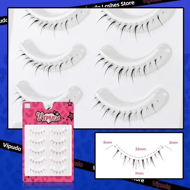 Untere Wimpern, transparentes Band, 5 Paar 3