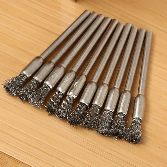 10 Edelstahl-Drahtbürsten mit 3,17-mm-Schaft 2