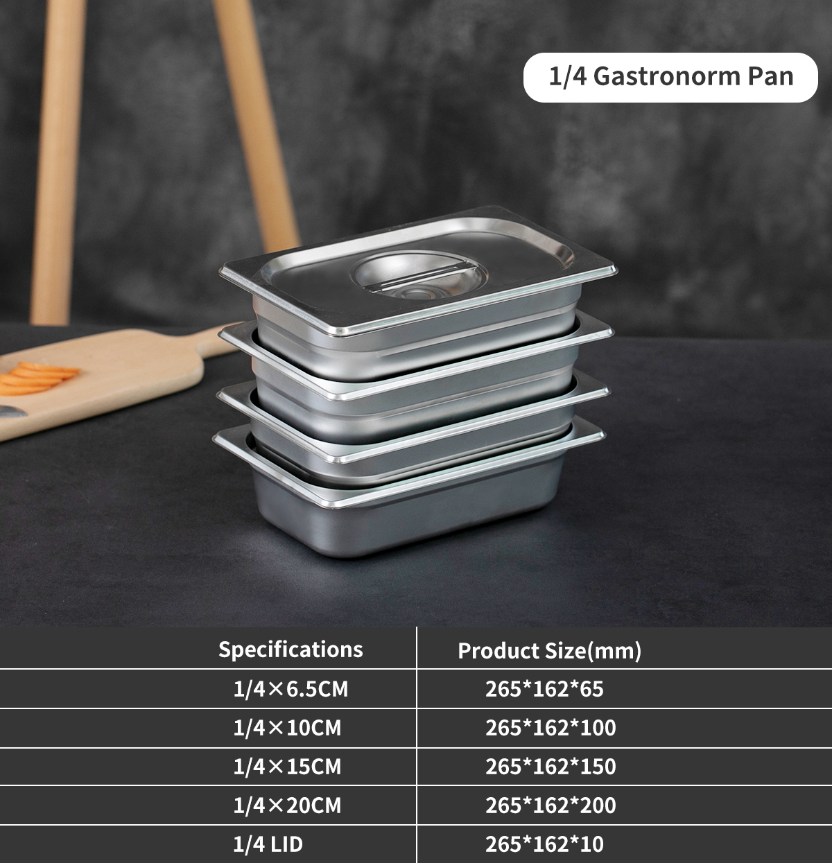 Perforierte Edelstahl GN-Pfanne 1/4 Gastronorm 3