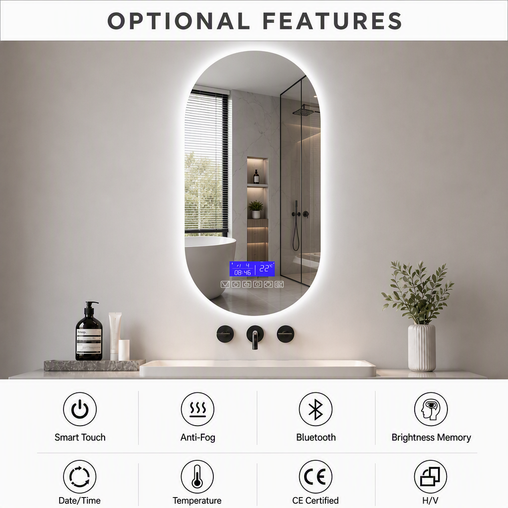 Ovaler Smart-LED-Badspiegel mit Touch-Dimmer 3