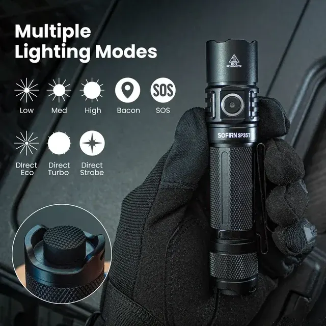 Taktische Taschenlampe 3800 lm USB-C Akku 2