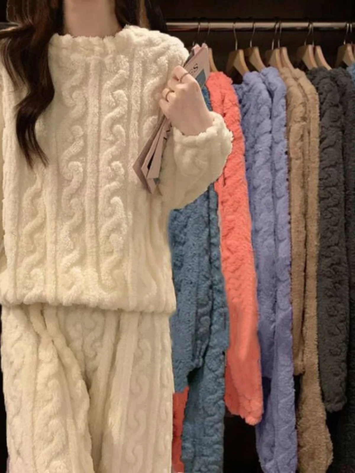 Damen Fleece Schlafanzug 2