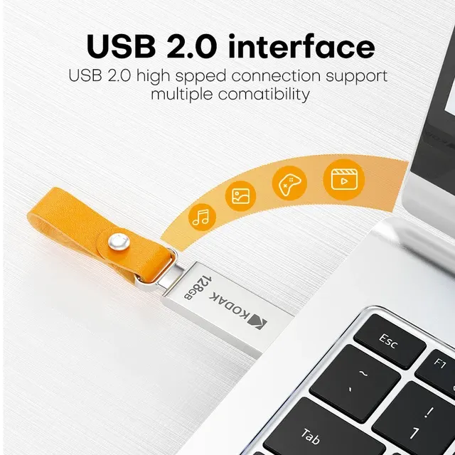 Wasserdichter Leder-Metall-USB-Stick 128 GB 4