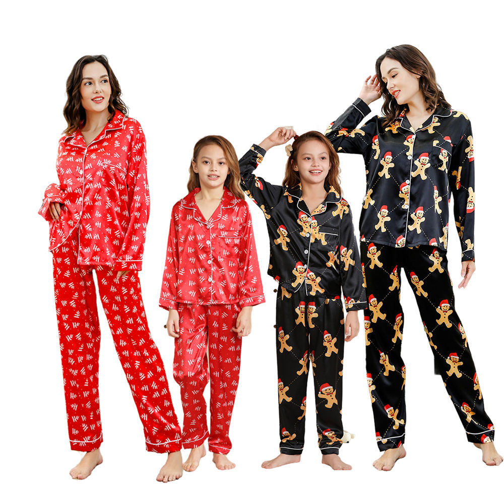 Langarm-Satin-Pyjama-Set für Damen, zweiteilig 4