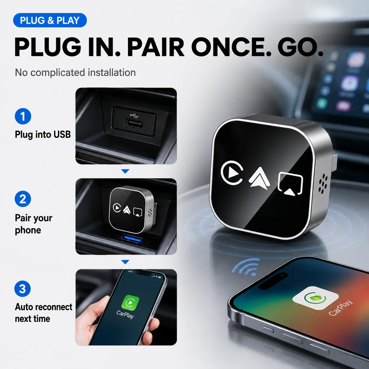 Plug-and-Play Bluetooth-CarPlay-Adapter für Autos 2