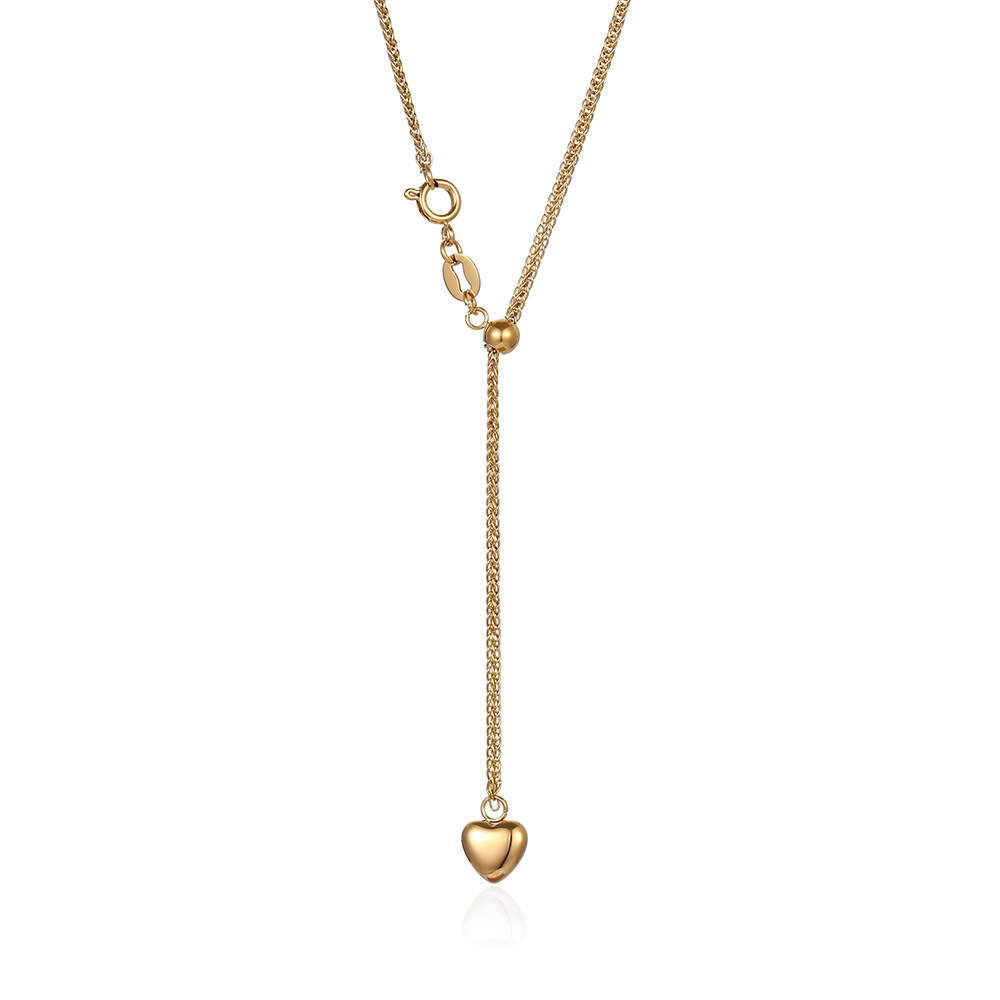 Anlauffreie Y-Halskette Edelstahl Gold Herz