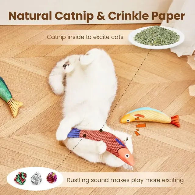 Plüsch-Katzenspielzeug Fisch mit Katzenminze 4