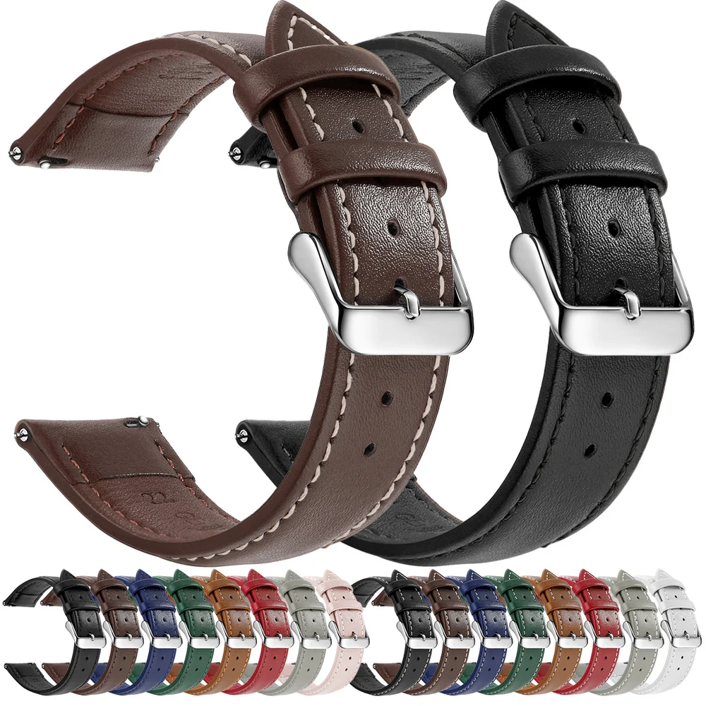 Echtleder-Uhrenarmband, Schnellverschluss, 18–22 mm
