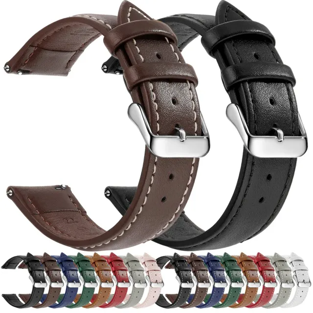 Echtleder-Uhrenarmband, Schnellverschluss, 18–22 mm 2