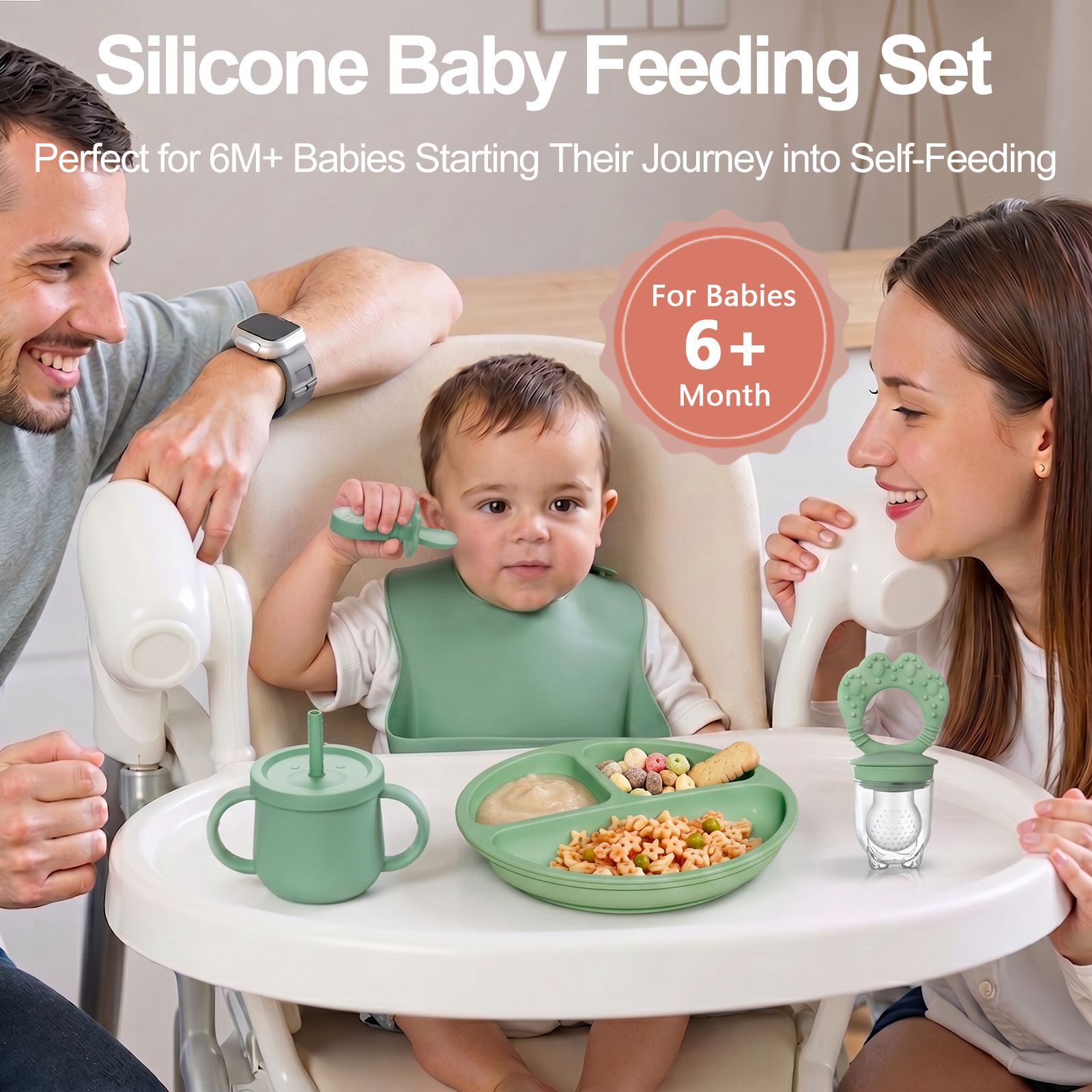 Tier-Cartoon Silikon-Babygeschirr-Set 2