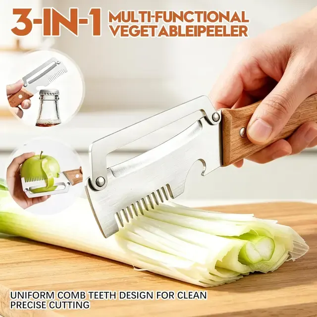 3-in-1 Gemüseschäler mit Holzgriff 4