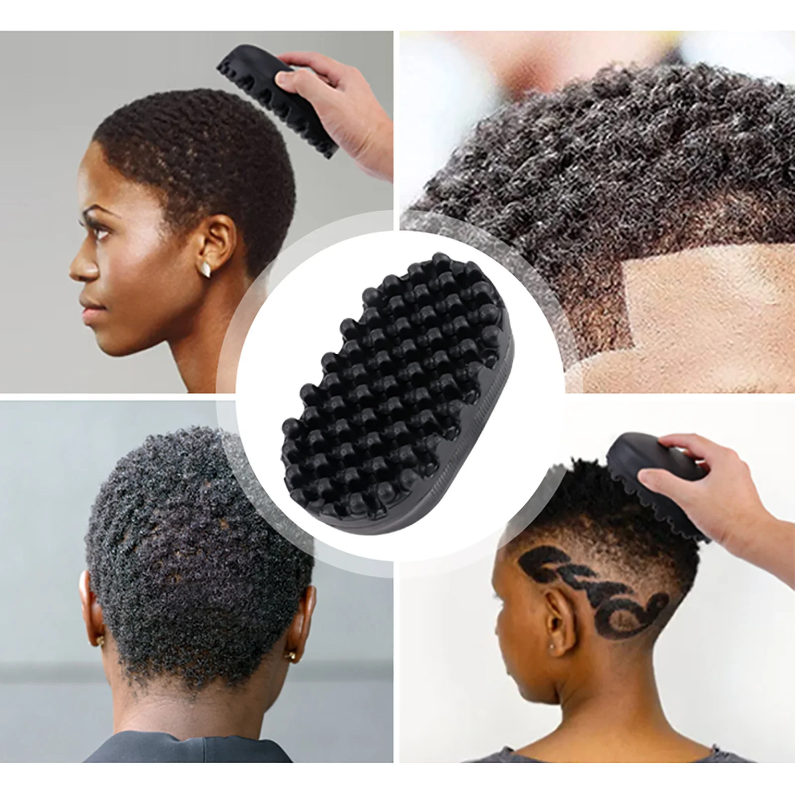 Zweiteiliges Afro-Wellen-Bürstenset aus Gummi 3