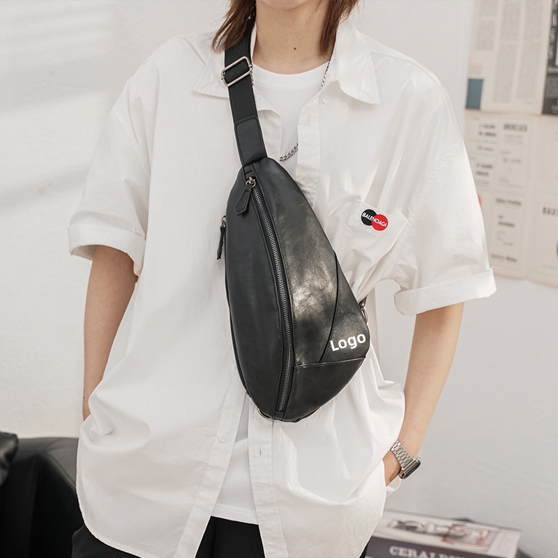Unisex-Brusttasche aus PU-Leder mit Verstellgurt