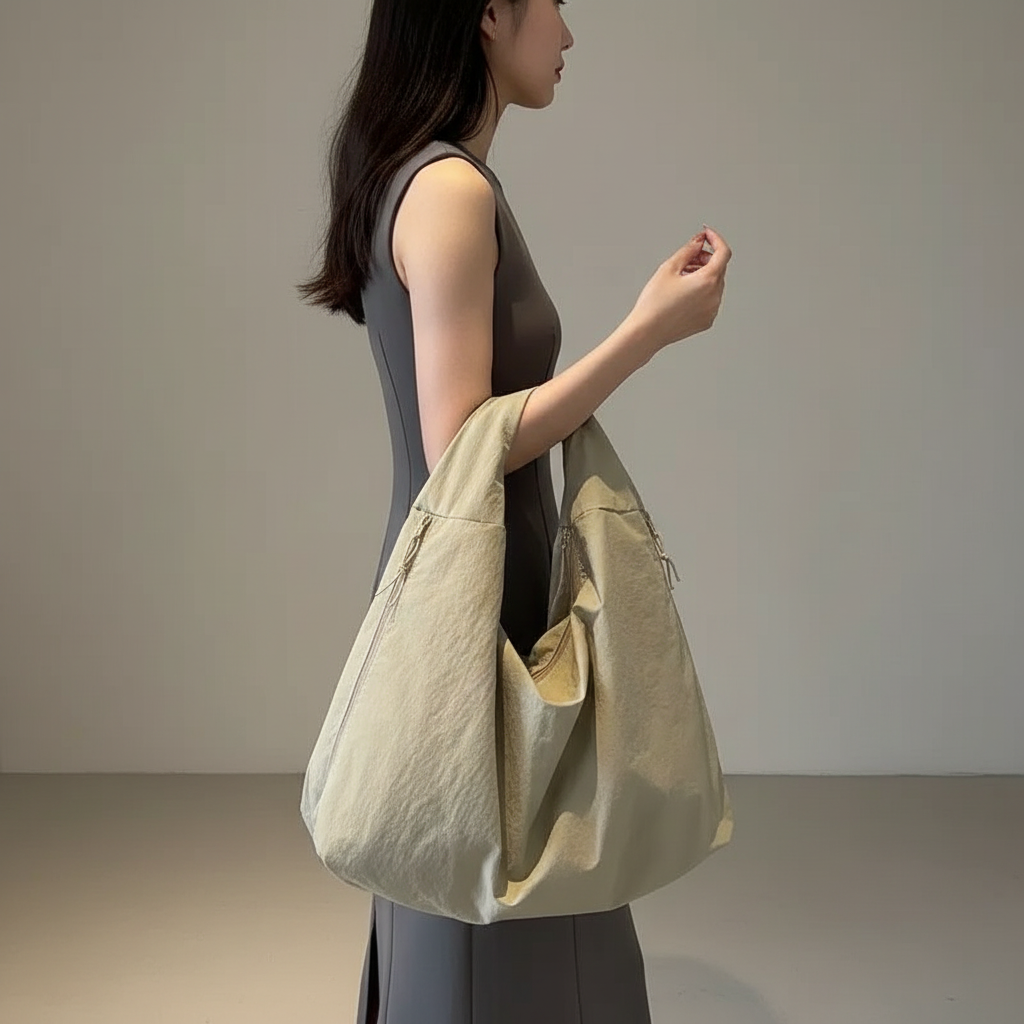 Nylon-Beuteltasche mit Reißverschluss