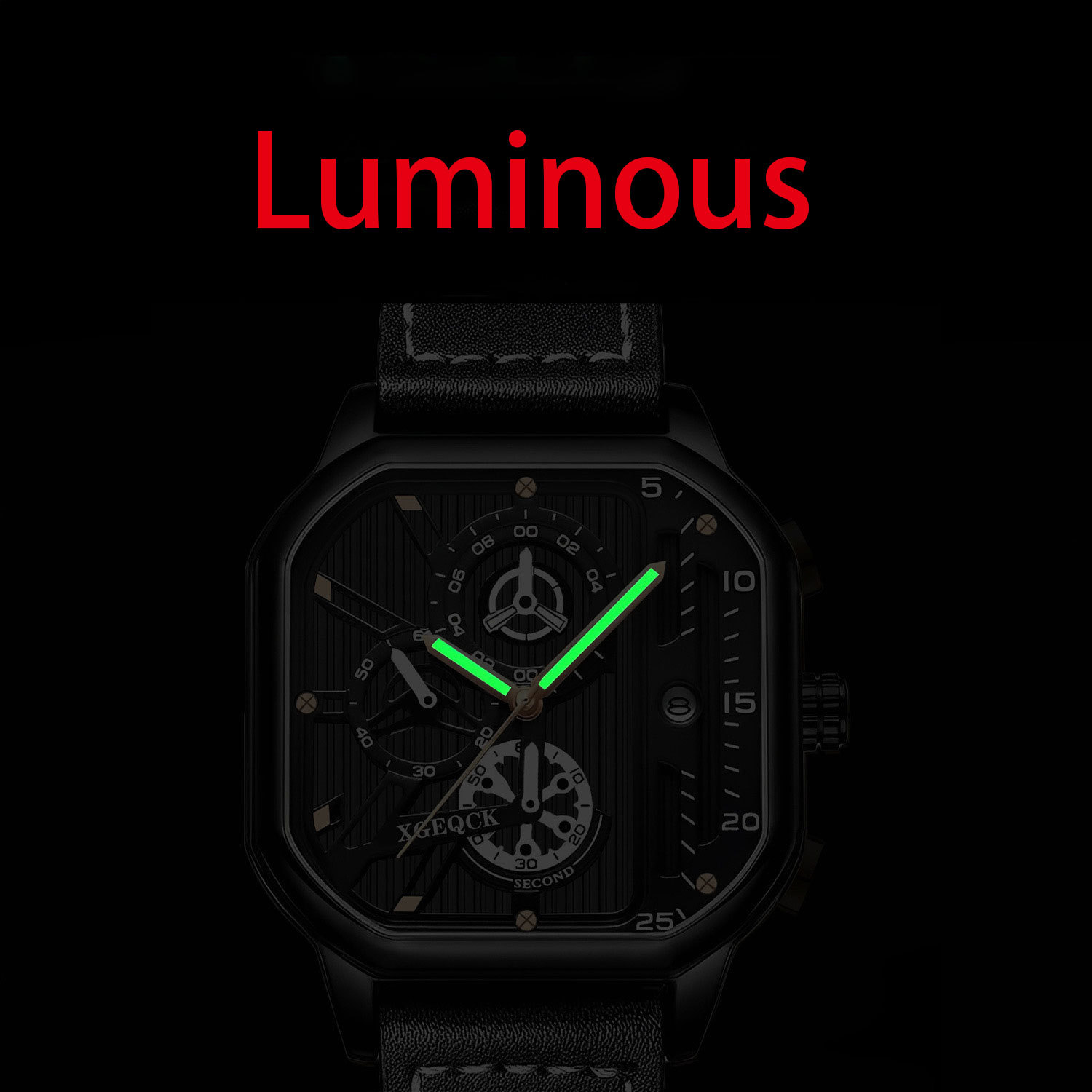 Wasserdichte Herrenarmbanduhr mit Leuchtziffern 2