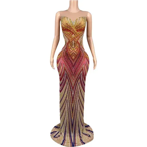 Strass-Netz-Abendkleid