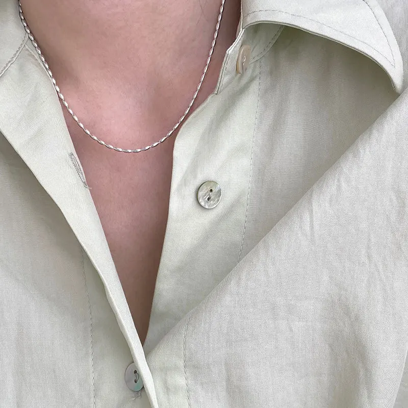 925er Sterlingsilber Halskette mit Reiskörnern 2