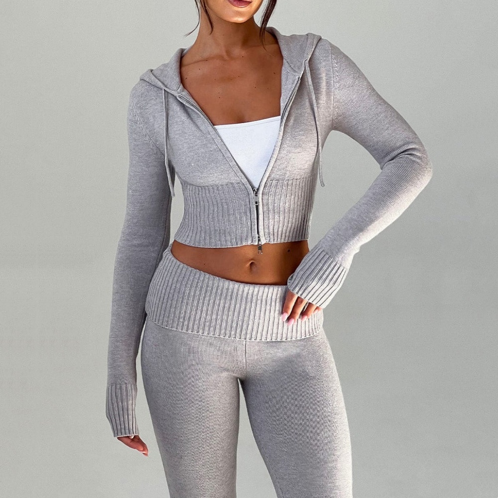 Damen Strickjacke Zweiteiler Set Winter 2