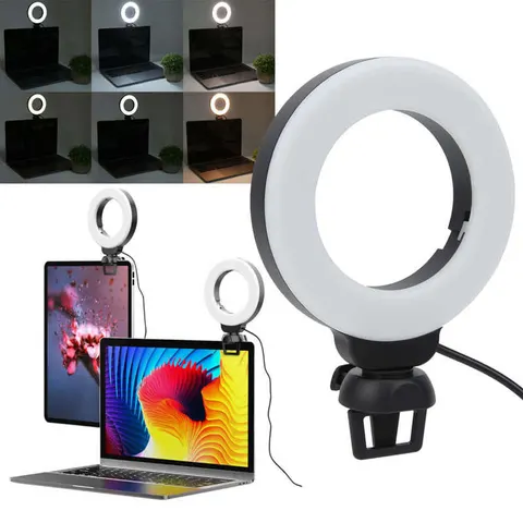 Runde USB LED Selfie-Leuchte mit Handyhalter