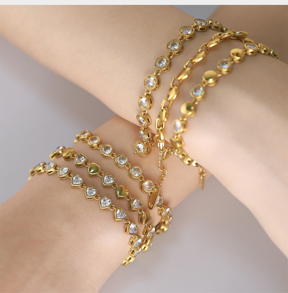 Edelstahl Tennisarmband mit Zirkonia, 18K vergoldet 2