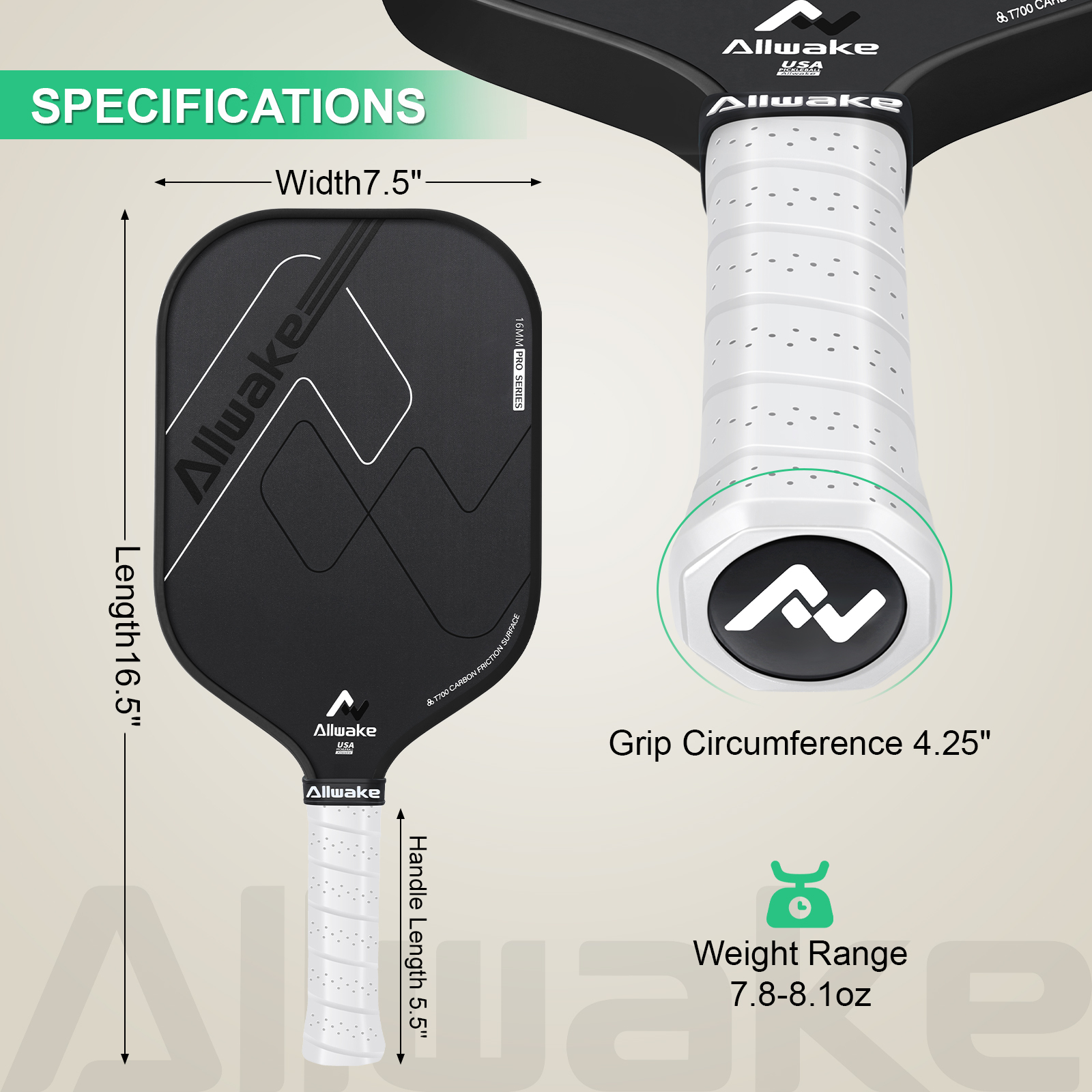 Turnier Pickleball Schläger Wabenkern Carbon 4
