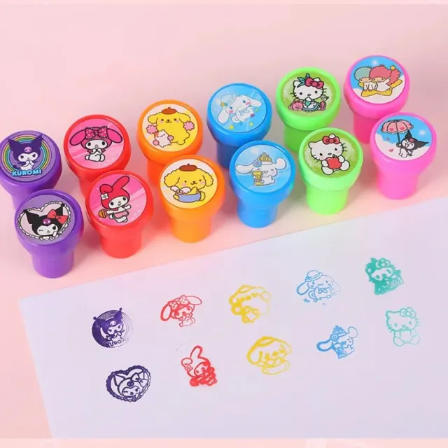 Kawaii-Cartoon-Stempelset für Kinder, 12 Stück 2