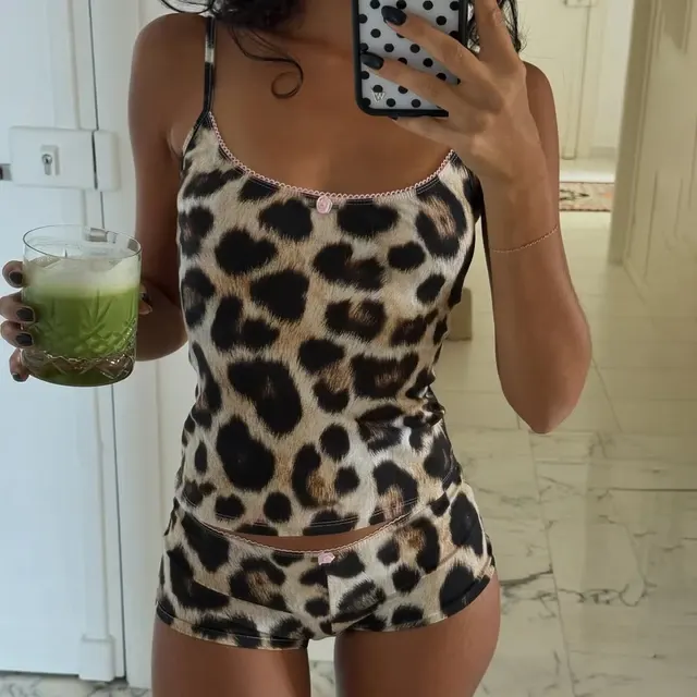Damen-Leoparden-Shorts-Set 4