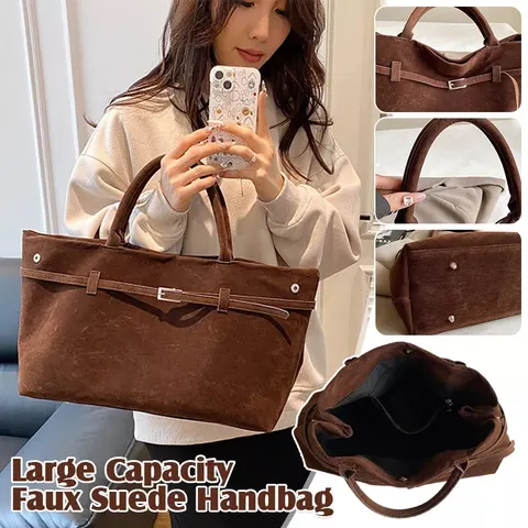 Große Kunstwildleder-Handtasche Damen