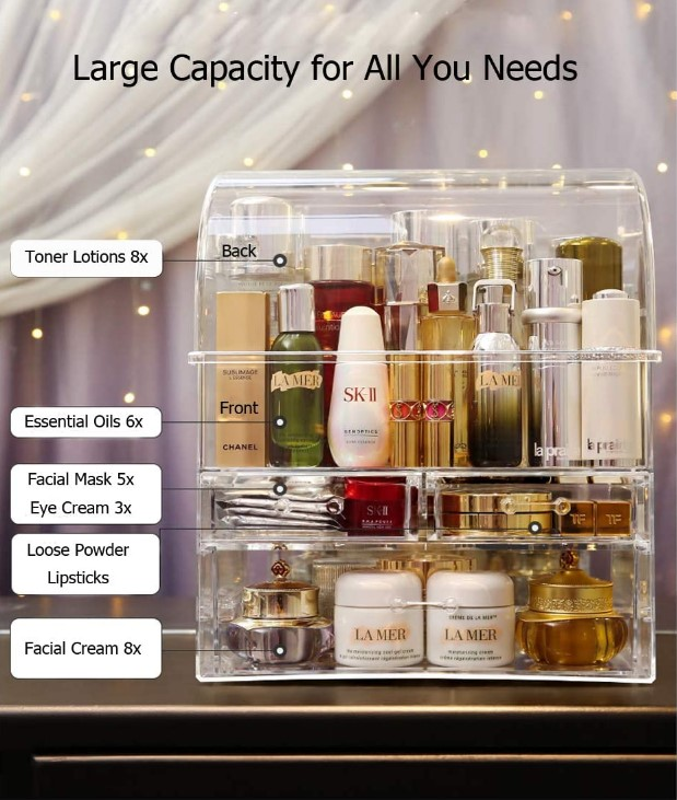 Großer Acryl-Make-up-Organizer, Mehrstufig, Rund 3