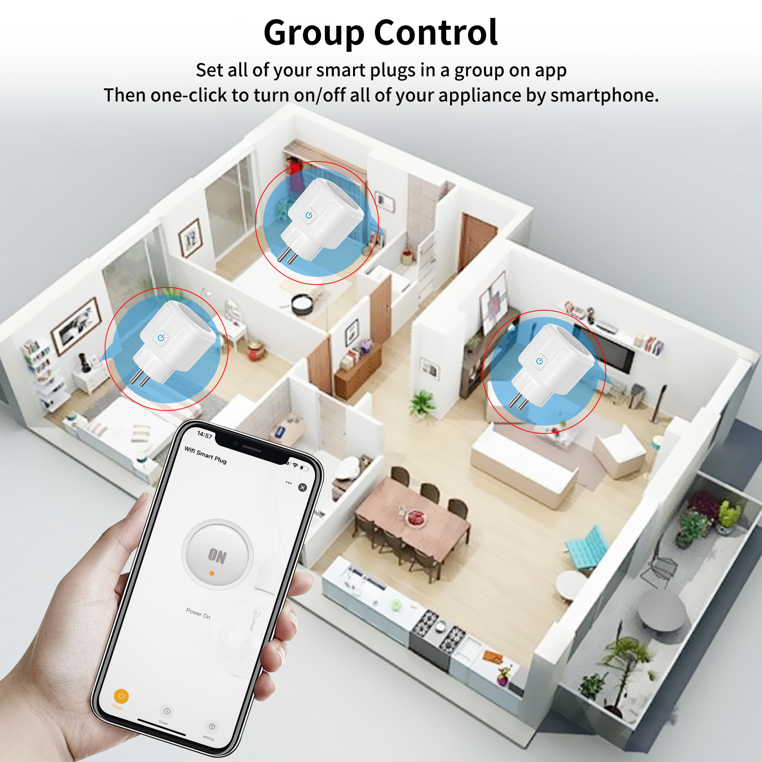 WLAN-Steckdose 16A mit Zeitschaltuhr, Typ F 3