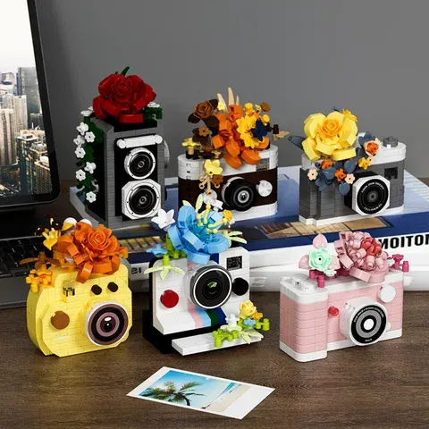 Kreatives SLR-Kamera Blumen-Bausteinset
