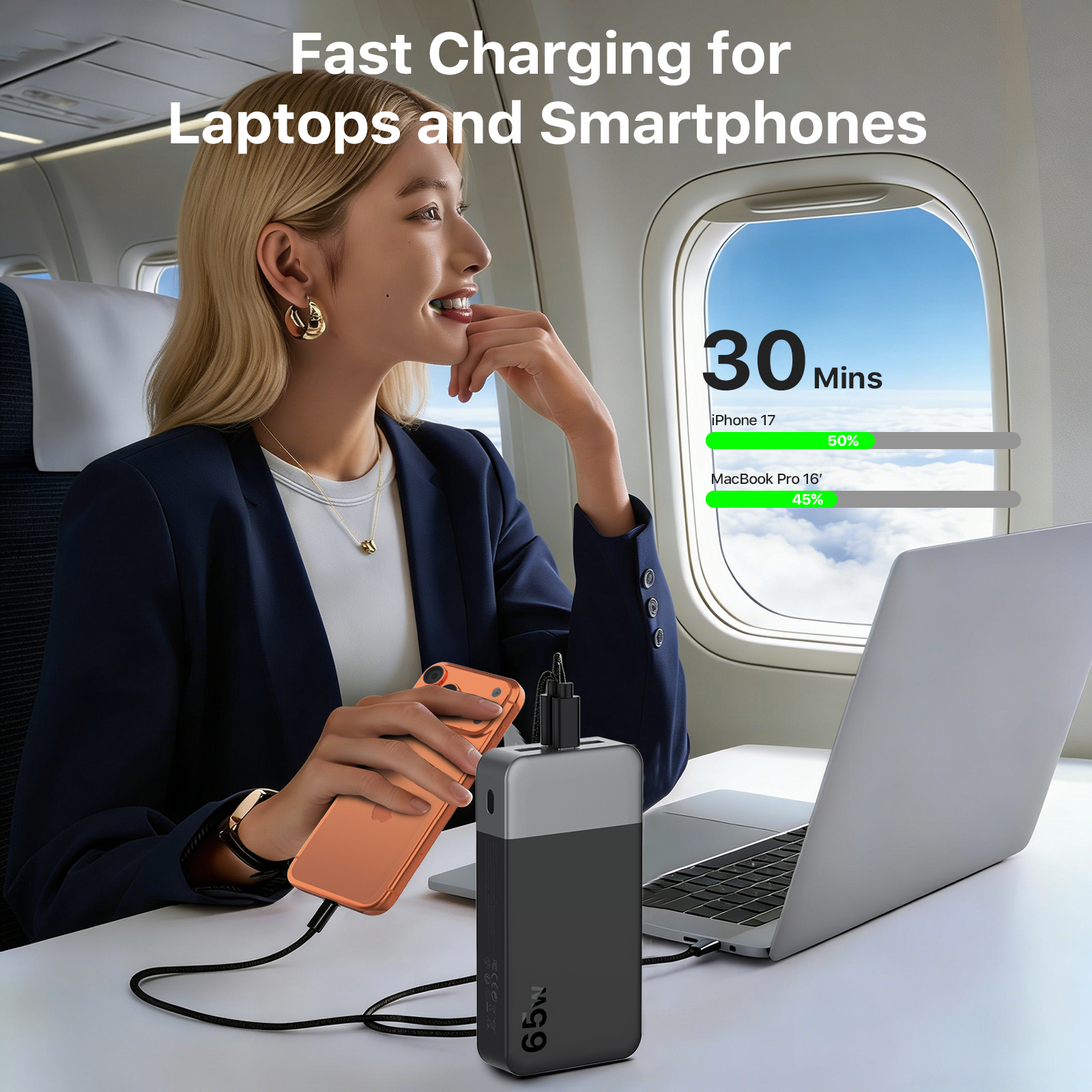 Powerbank 65W mit 20000 mAh und Schnellladung 3