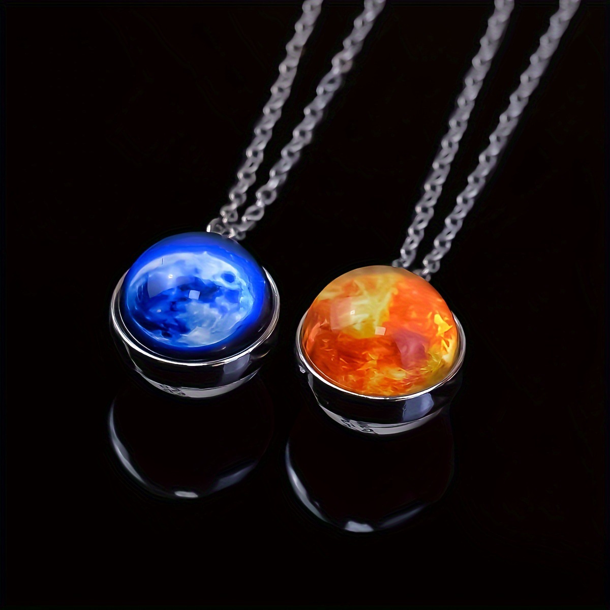 Solarsystem Legierungs-Anhänger mit Bambuskette 4